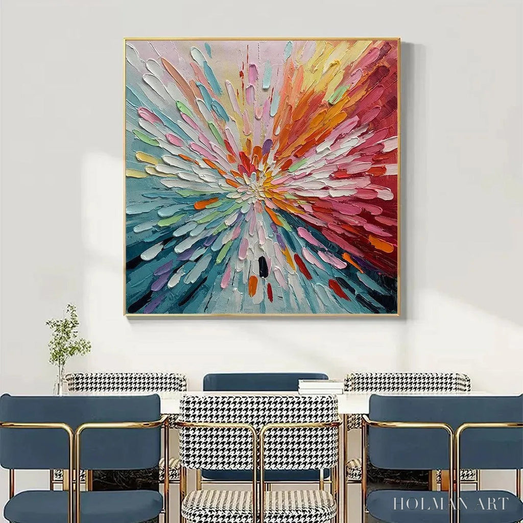 HOLMAN ART Colorful Abstract Burst Oil Painting - Modern Art - image 2