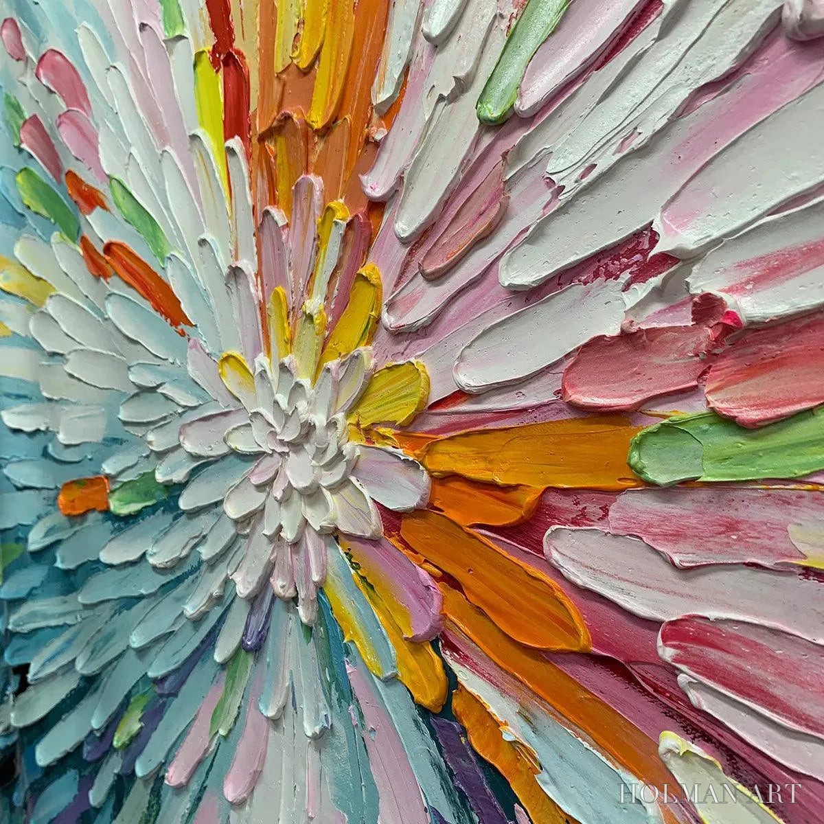 HOLMAN ART Colorful Abstract Burst Oil Painting - Modern Art - image 3