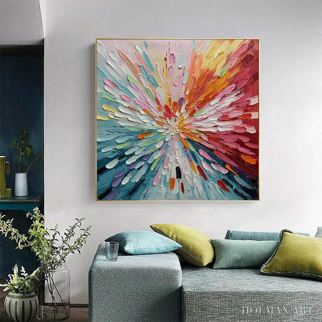HOLMAN ART Colorful Abstract Burst Oil Painting - Modern Art - image 4