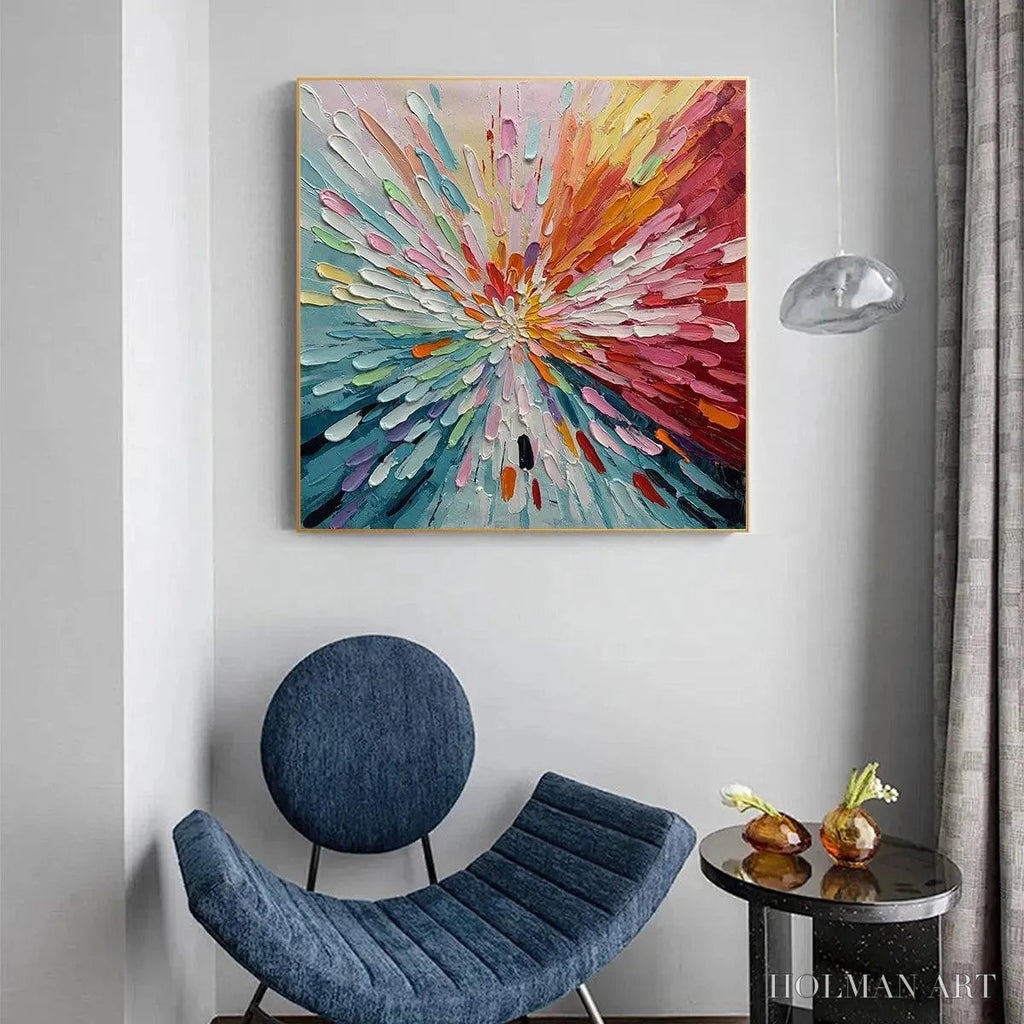 HOLMAN ART Colorful Abstract Burst Oil Painting - Modern Art - image 5