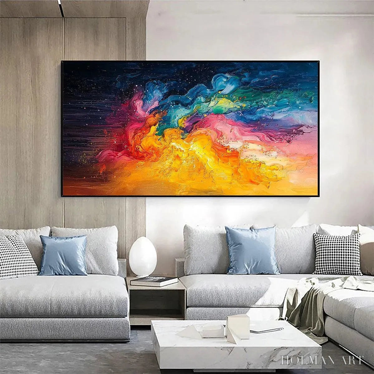 HOLMAN ART Chroma Nova – Panoramic Abstract Rainbow Oil Painting - image 2