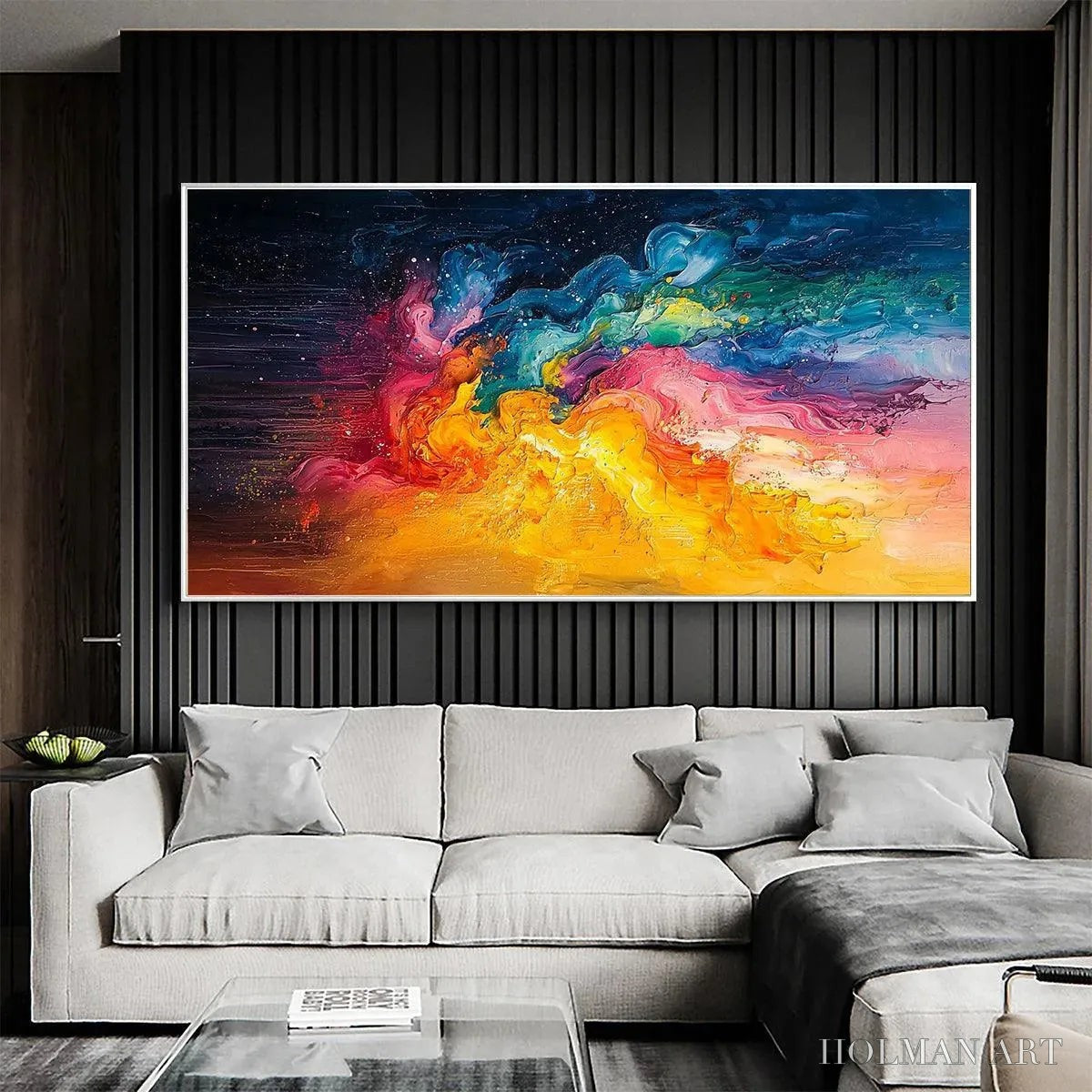 HOLMAN ART Chroma Nova – Panoramic Abstract Rainbow Oil Painting - image 4