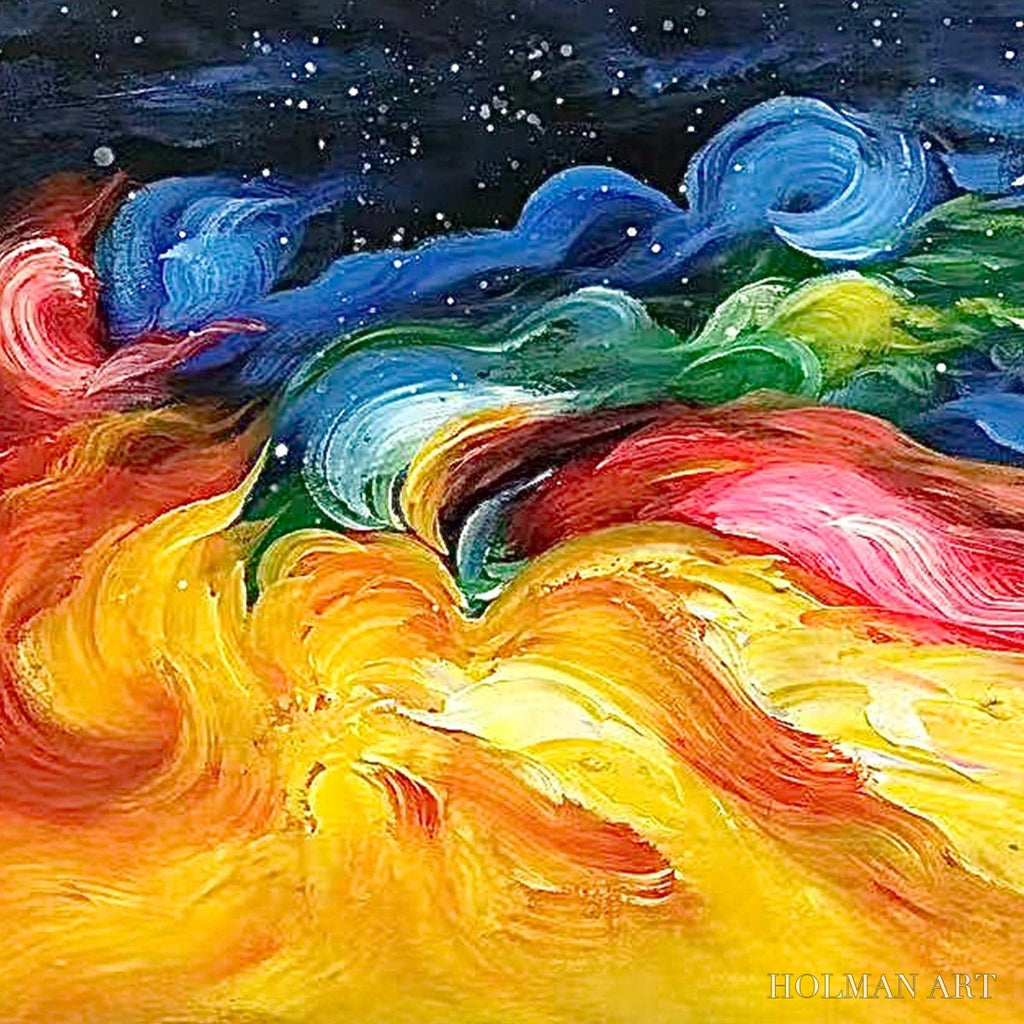 HOLMAN ART Chroma Nova – Panoramic Abstract Rainbow Oil Painting - image 6