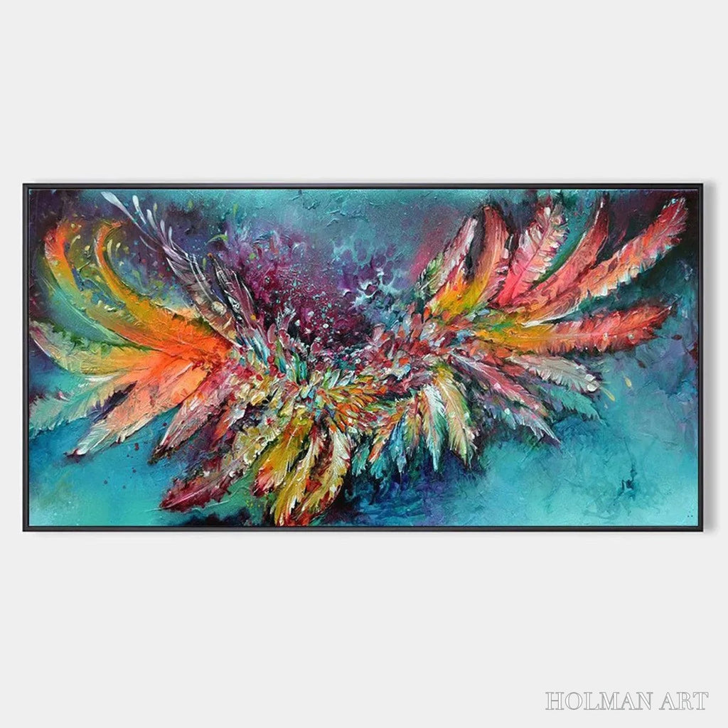 HOLMAN ART Plumage Fire – Vibrant Abstract Feather Oil Painting - image 1