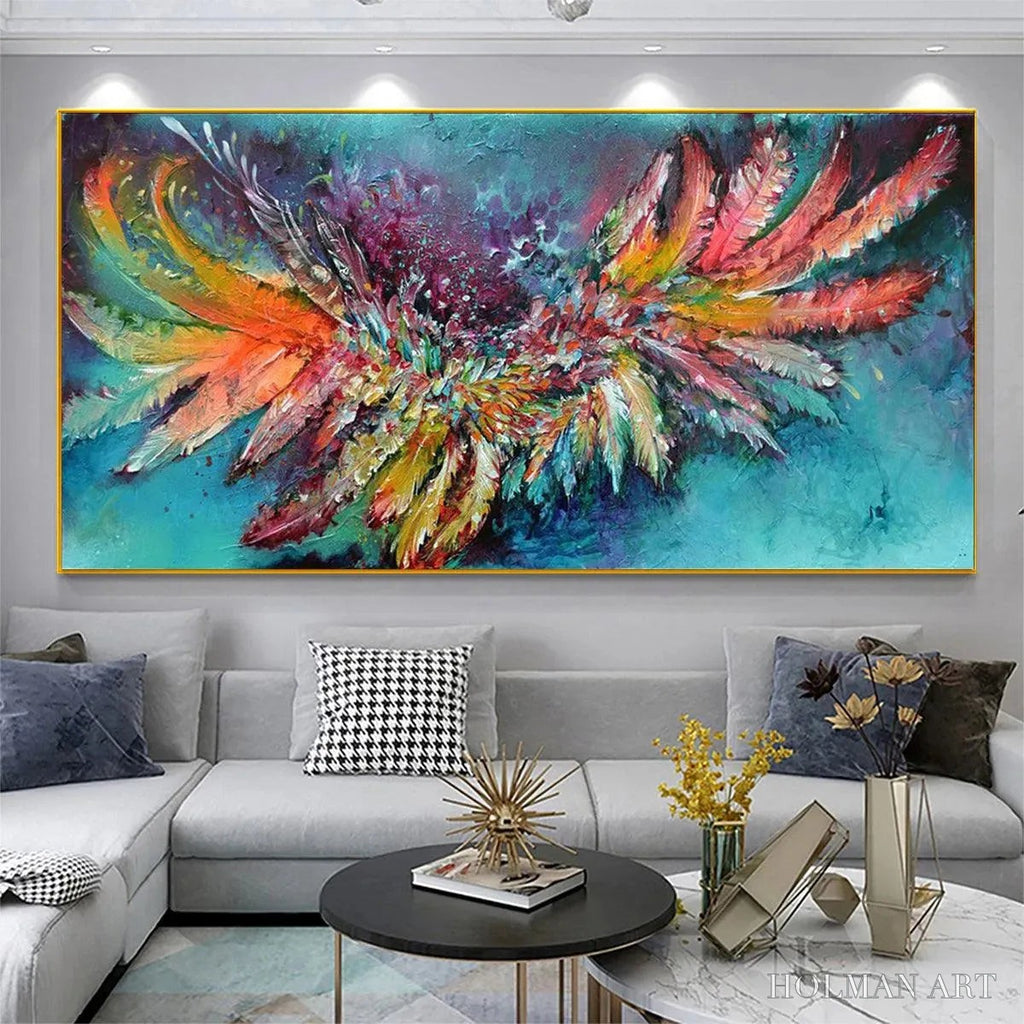 HOLMAN ART Plumage Fire – Vibrant Abstract Feather Oil Painting - image 2