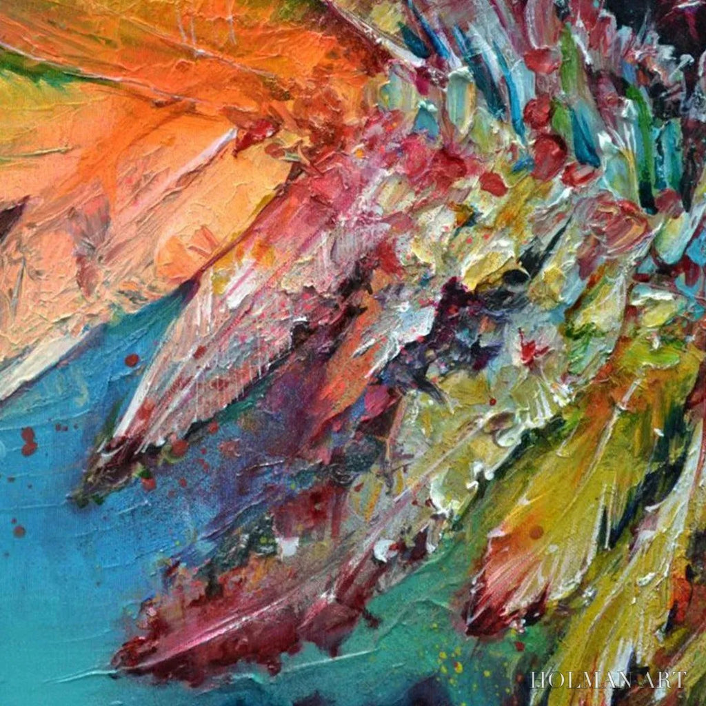 HOLMAN ART Plumage Fire – Vibrant Abstract Feather Oil Painting - image 3