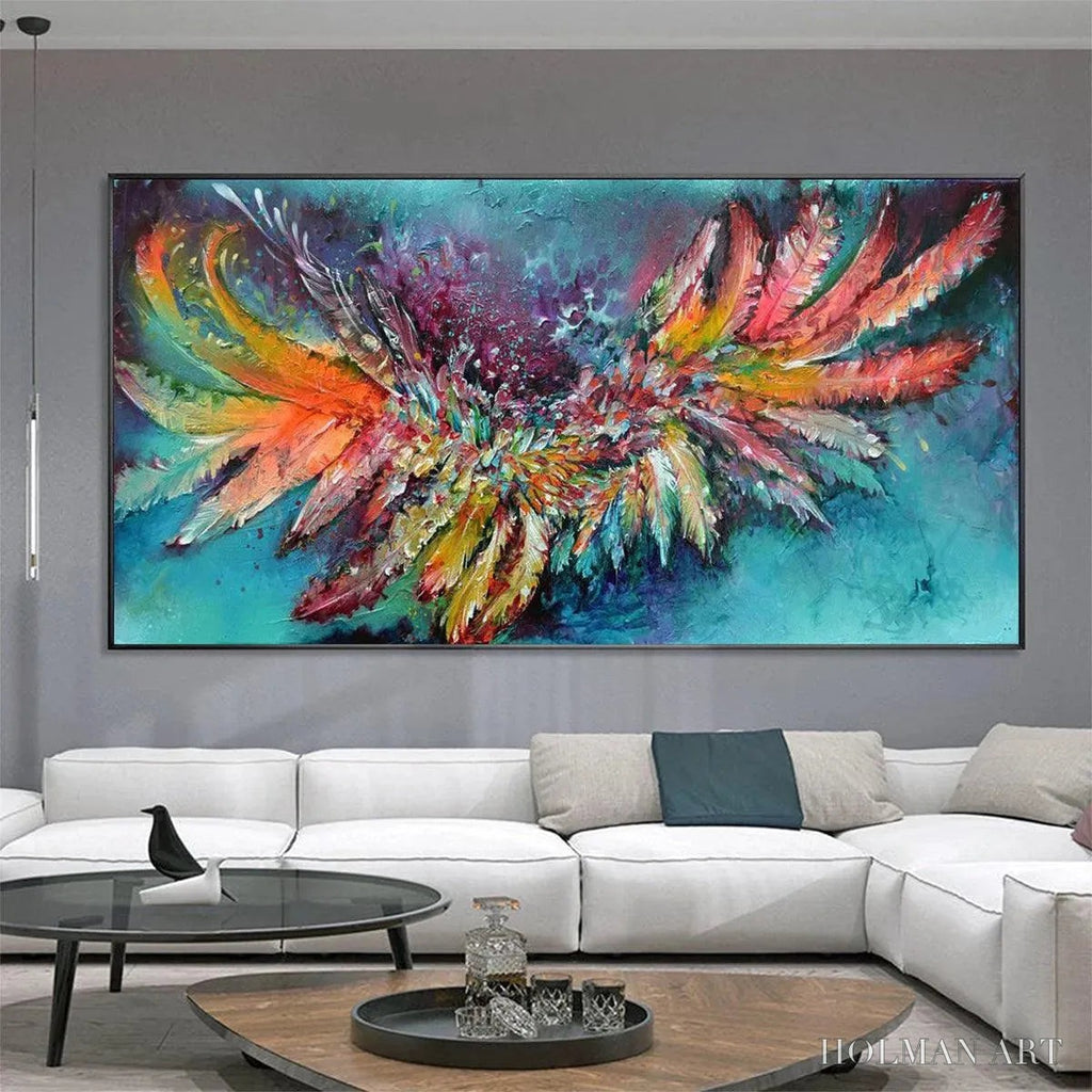 HOLMAN ART Plumage Fire – Vibrant Abstract Feather Oil Painting - image 4
