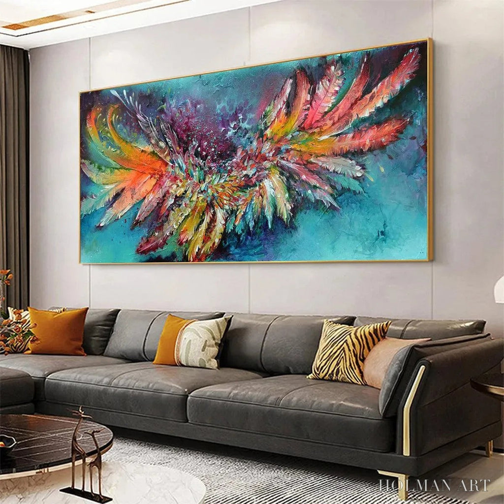 HOLMAN ART Plumage Fire – Vibrant Abstract Feather Oil Painting - image 5