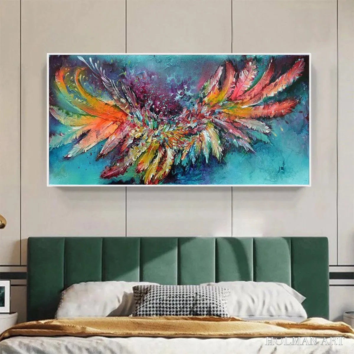 HOLMAN ART Plumage Fire – Vibrant Abstract Feather Oil Painting - image 6