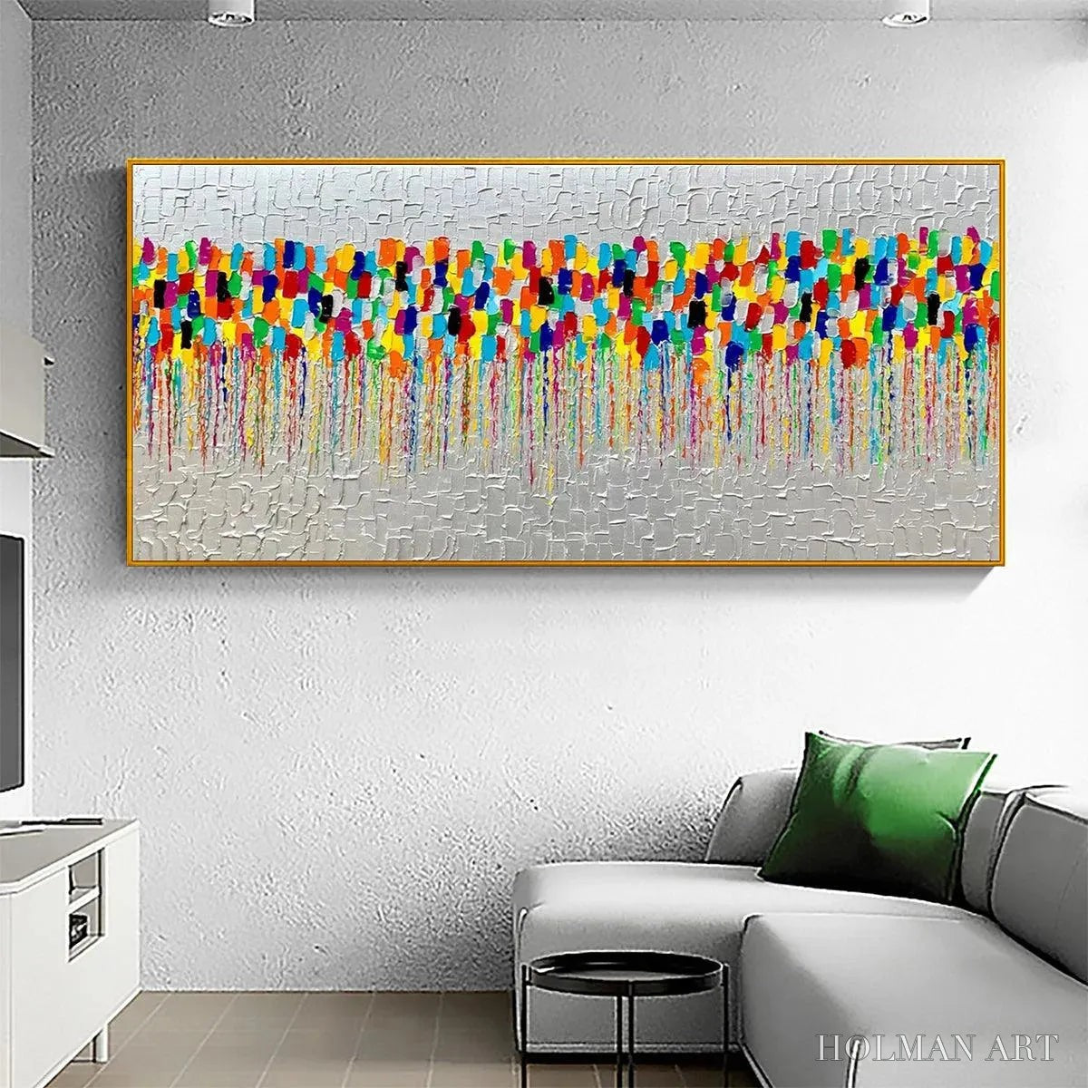 HOLMAN ART Colorfall – Vibrant Abstract Oil Painting on Silver Leaf - image 2