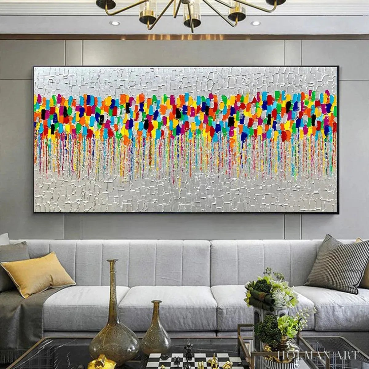 HOLMAN ART Colorfall – Vibrant Abstract Oil Painting on Silver Leaf - image 5