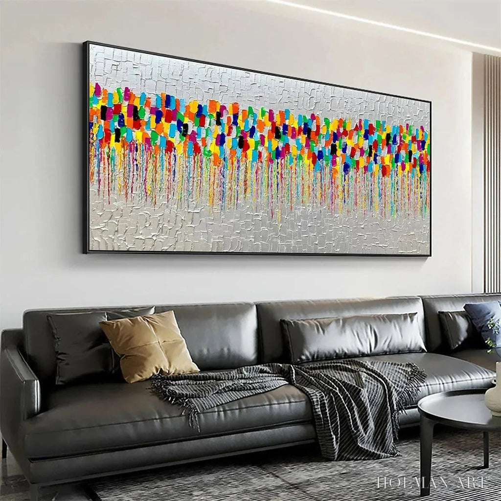 HOLMAN ART Colorfall – Vibrant Abstract Oil Painting on Silver Leaf - image 6