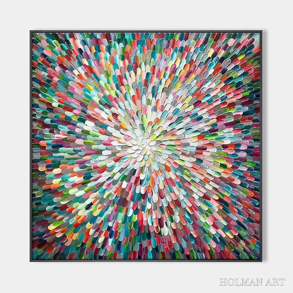 HOLMAN ART Radiant Bloom – Colorful Abstract Impasto Oil Painting - image 1