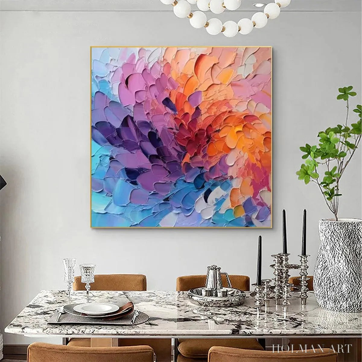 HOLMAN ART Colorful Whirl – Textured Abstract Painting, Impasto , Square Canvas, Modern Decor - image 4
