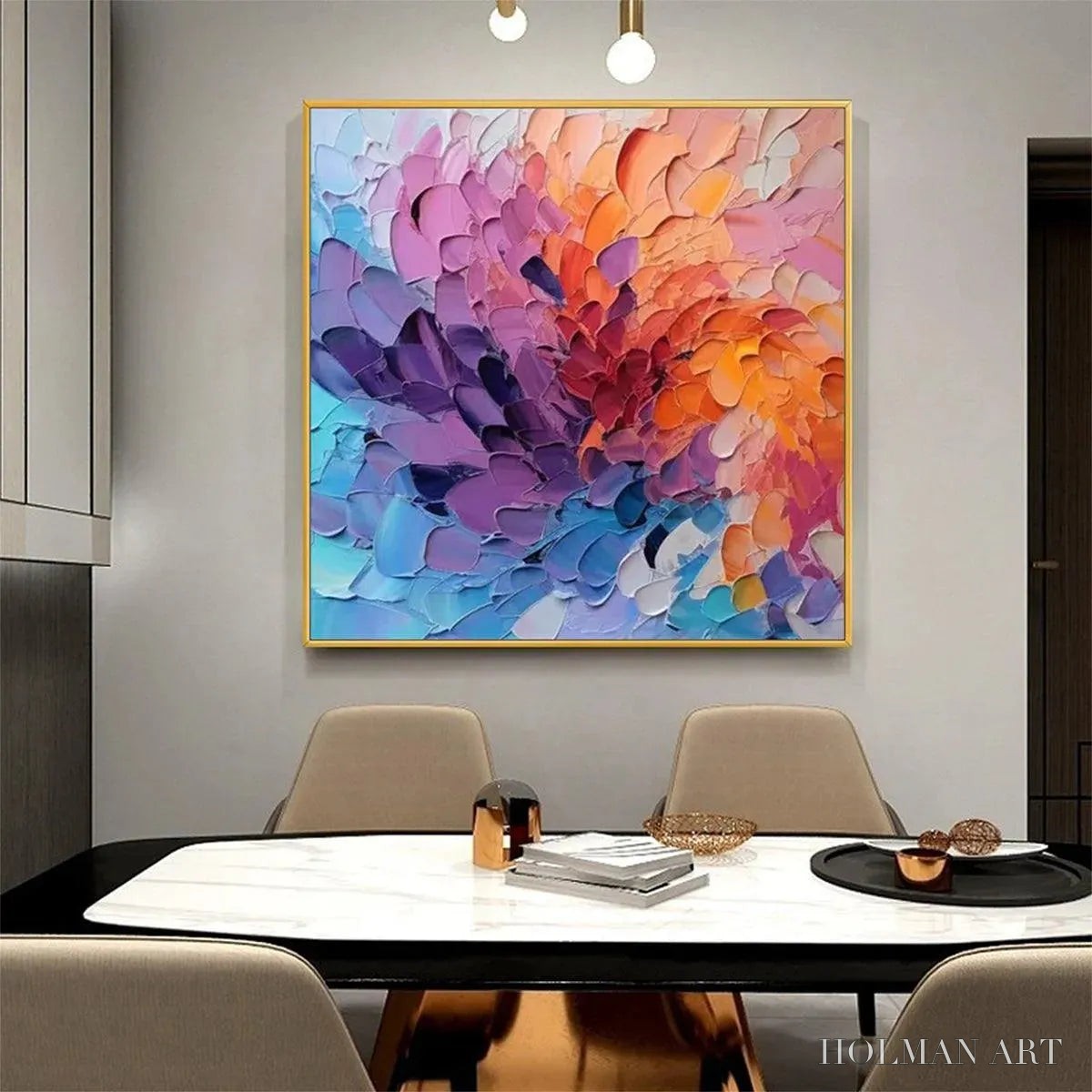 HOLMAN ART Colorful Whirl – Textured Abstract Painting, Impasto , Square Canvas, Modern Decor - image 5