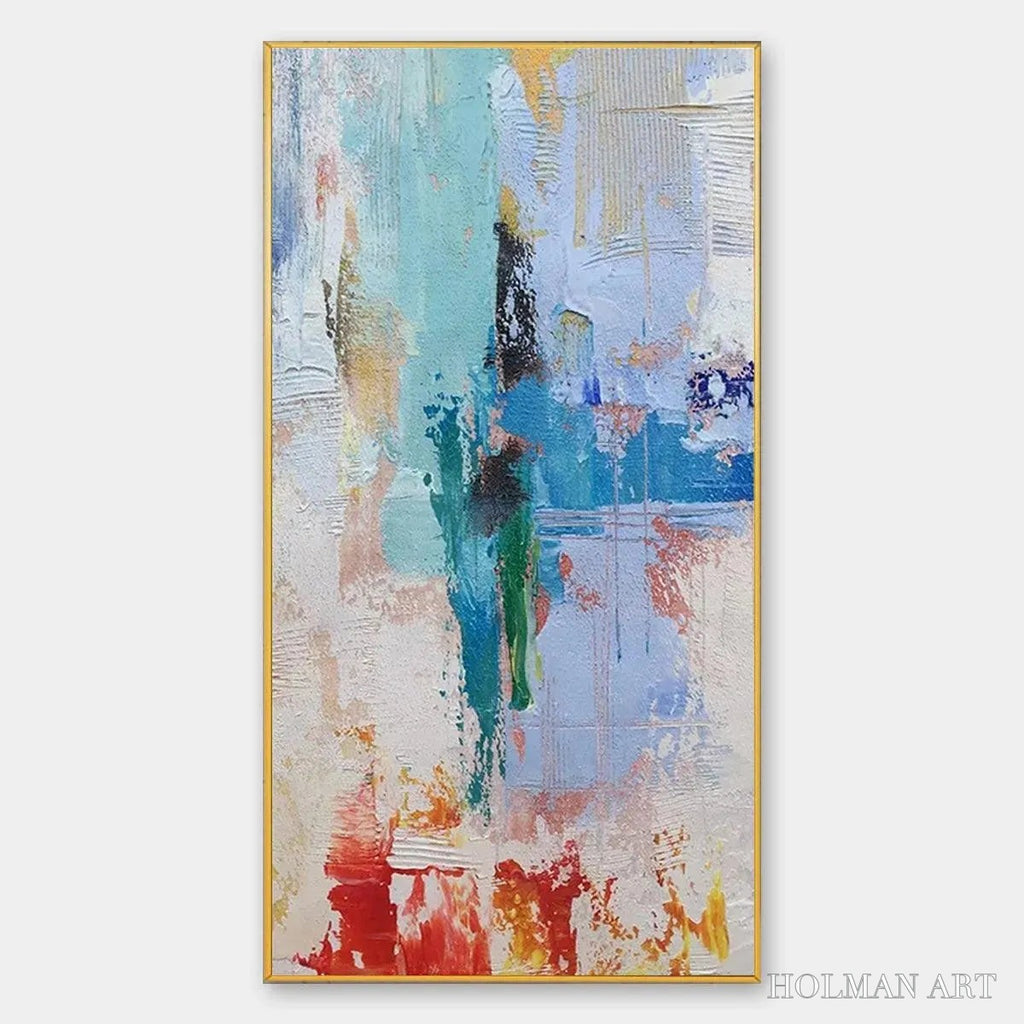 HOLMAN ART Abstract Symphony – Textured Painting, Colorful , Modern Abstract, Vertical Canvas - image 1