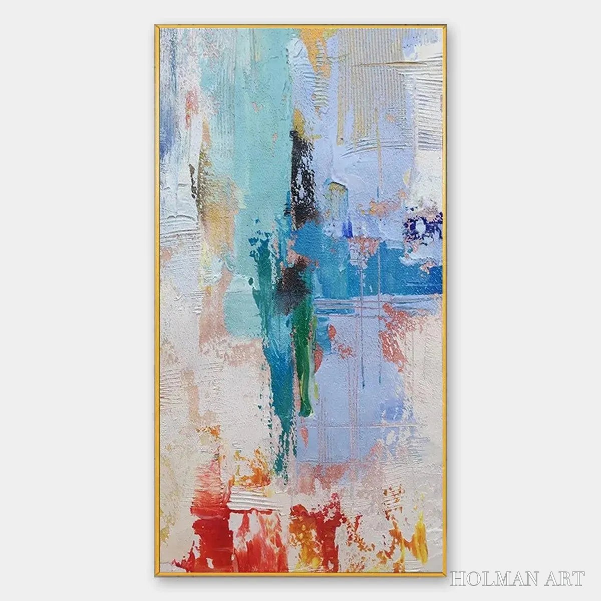 HOLMAN ART Abstract Symphony – Textured Painting, Colorful , Modern Abstract, Vertical Canvas - image 1