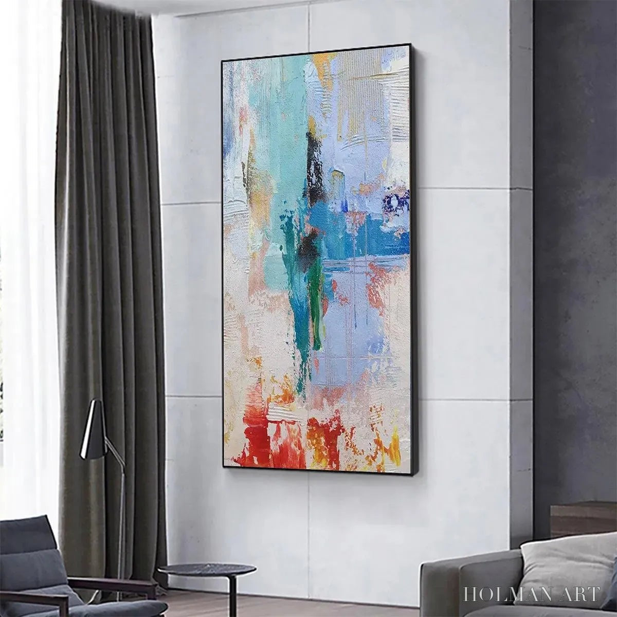 HOLMAN ART Abstract Symphony – Textured Painting, Colorful , Modern Abstract, Vertical Canvas - image 4