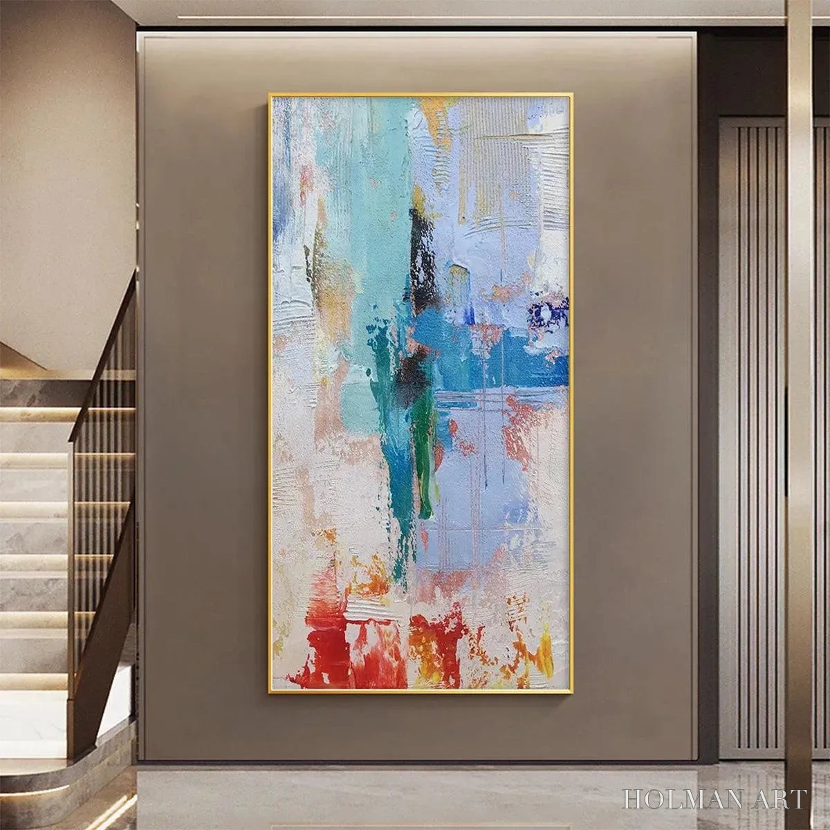HOLMAN ART Abstract Symphony – Textured Painting, Colorful , Modern Abstract, Vertical Canvas - image 5