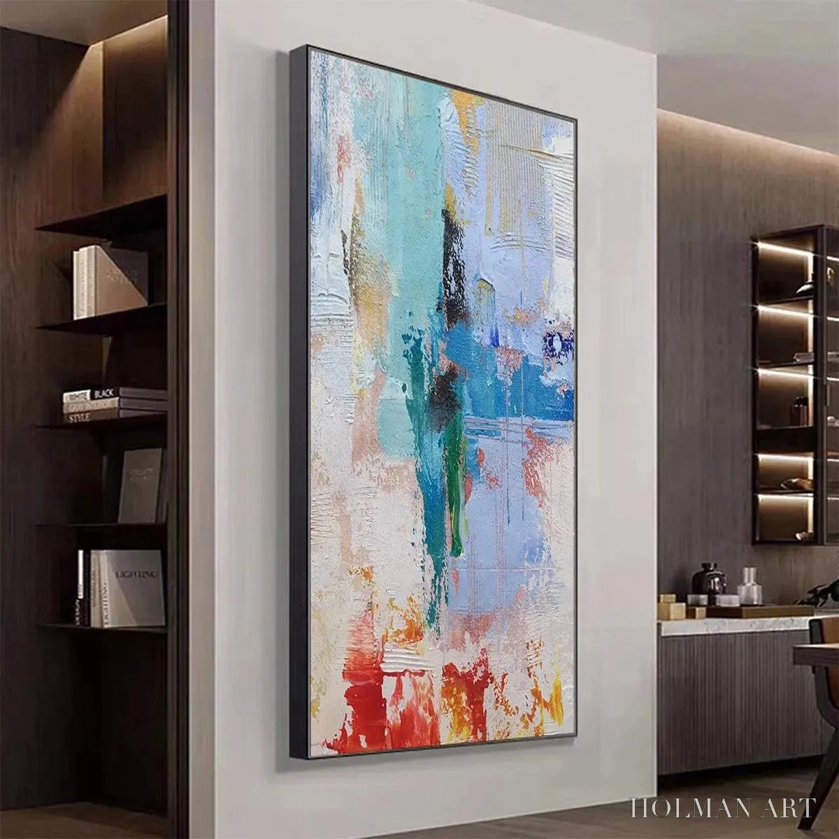 HOLMAN ART Abstract Symphony – Textured Painting, Colorful , Modern Abstract, Vertical Canvas - image 6