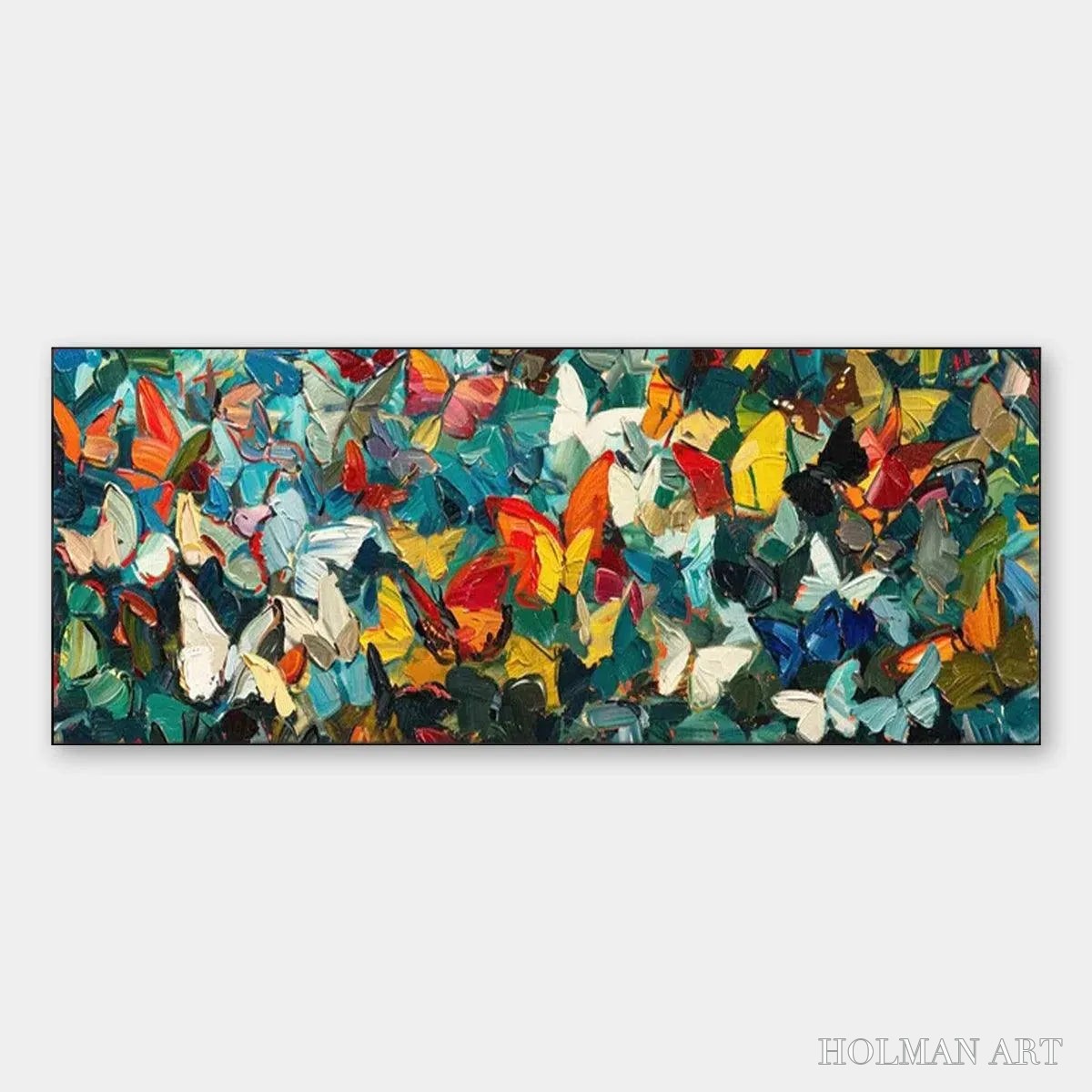 HOLMAN ART Butterfly Whirlwind Panoramic – Butterfly Painting, Panoramic , Colorful Impasto Decor - image 1