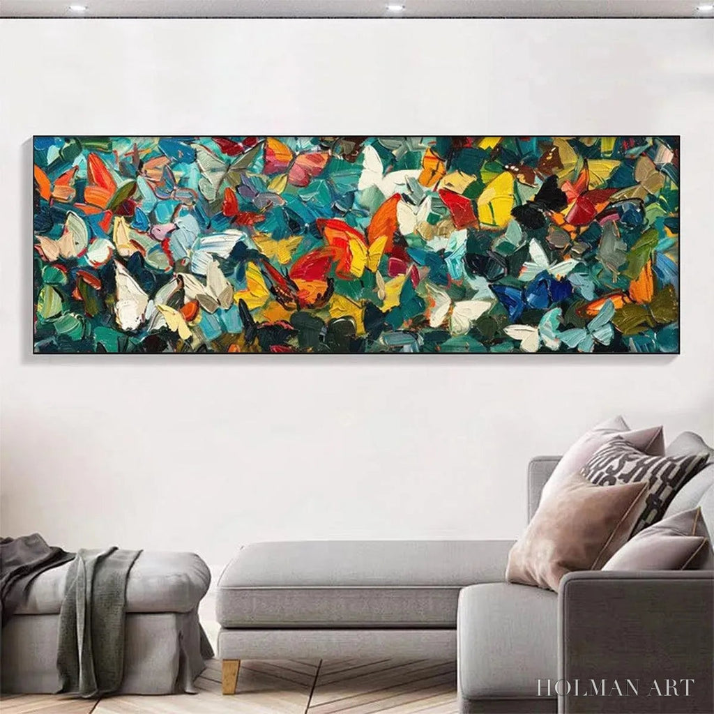 HOLMAN ART Butterfly Whirlwind Panoramic – Butterfly Painting, Panoramic , Colorful Impasto Decor - image 2