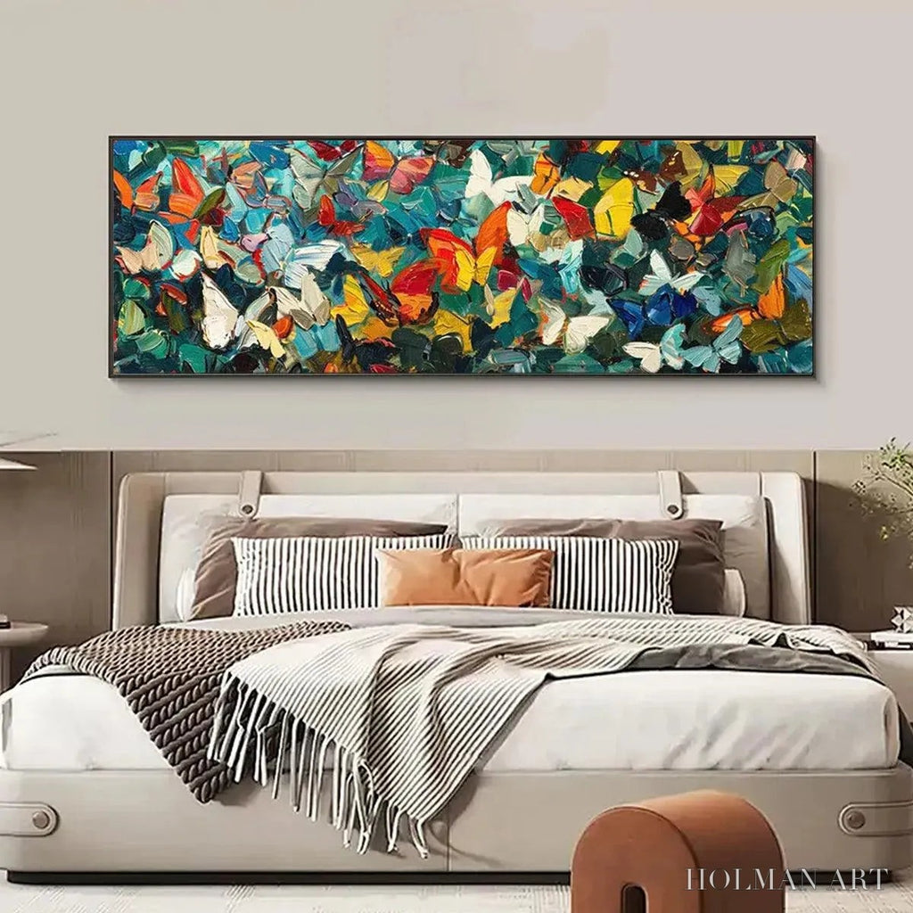 HOLMAN ART Butterfly Whirlwind Panoramic – Butterfly Painting, Panoramic , Colorful Impasto Decor - image 4