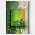 HOLMAN ART Green and Yellow Textured Blocks – Impasto Abstract Painting, Vertical - image 1