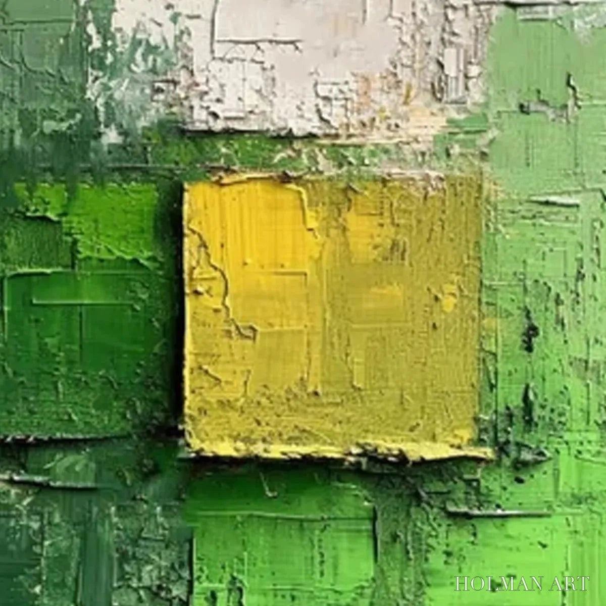 HOLMAN ART Textured Green and Yellow – Textured Abstract Painting, Vertical - image 4