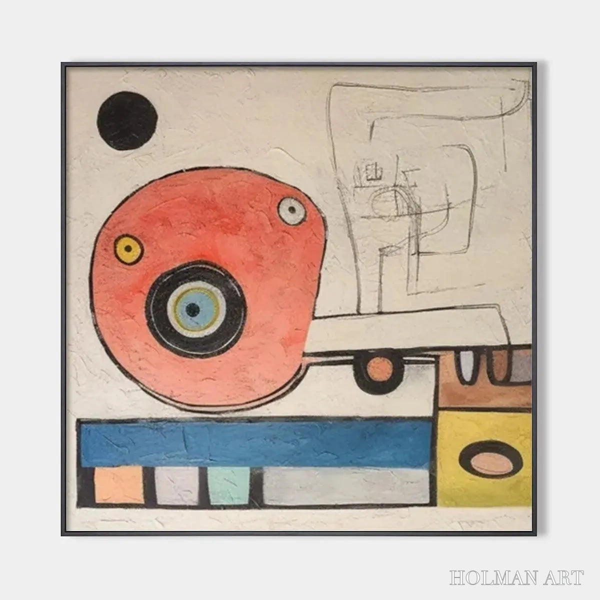 HOLMAN ART Playful Truck – Whimsical Abstract Painting, Square - image 1