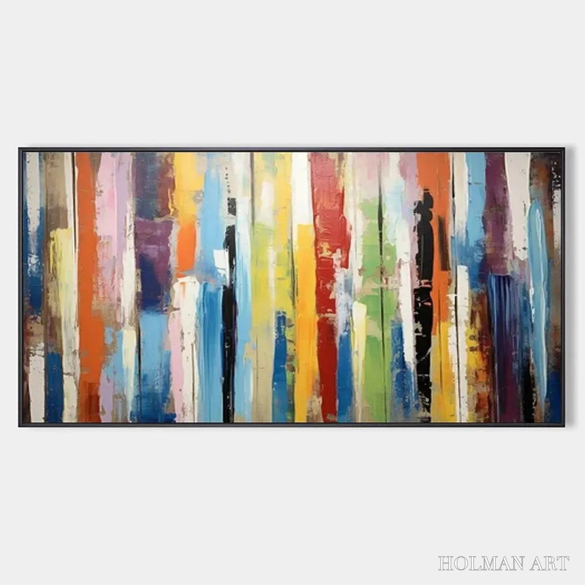 HOLMAN ART Color Harmony – Abstract Painting with Colorful Vertical Stripes - image 1