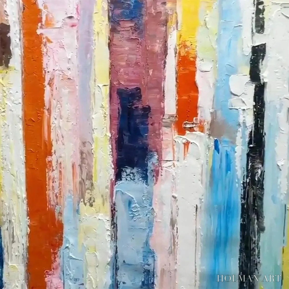 HOLMAN ART Color Harmony – Abstract Painting with Colorful Vertical Stripes - image 3
