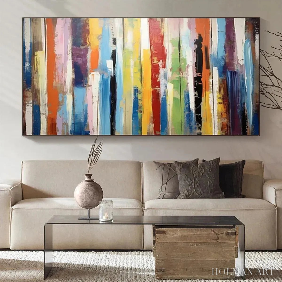 HOLMAN ART Color Harmony – Abstract Painting with Colorful Vertical Stripes - image 4