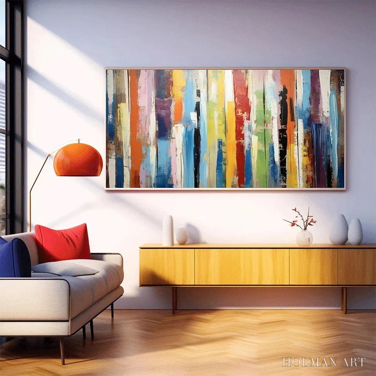 HOLMAN ART Color Harmony – Abstract Painting with Colorful Vertical Stripes - image 6