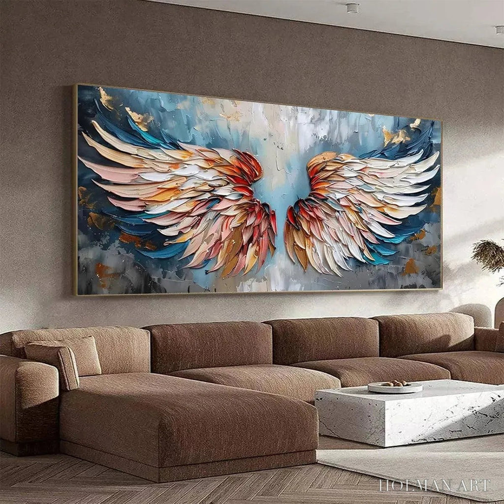 HOLMAN ART Angel Wings – Textured Impasto Angel Wings Painting in Colorful Hues - image 5
