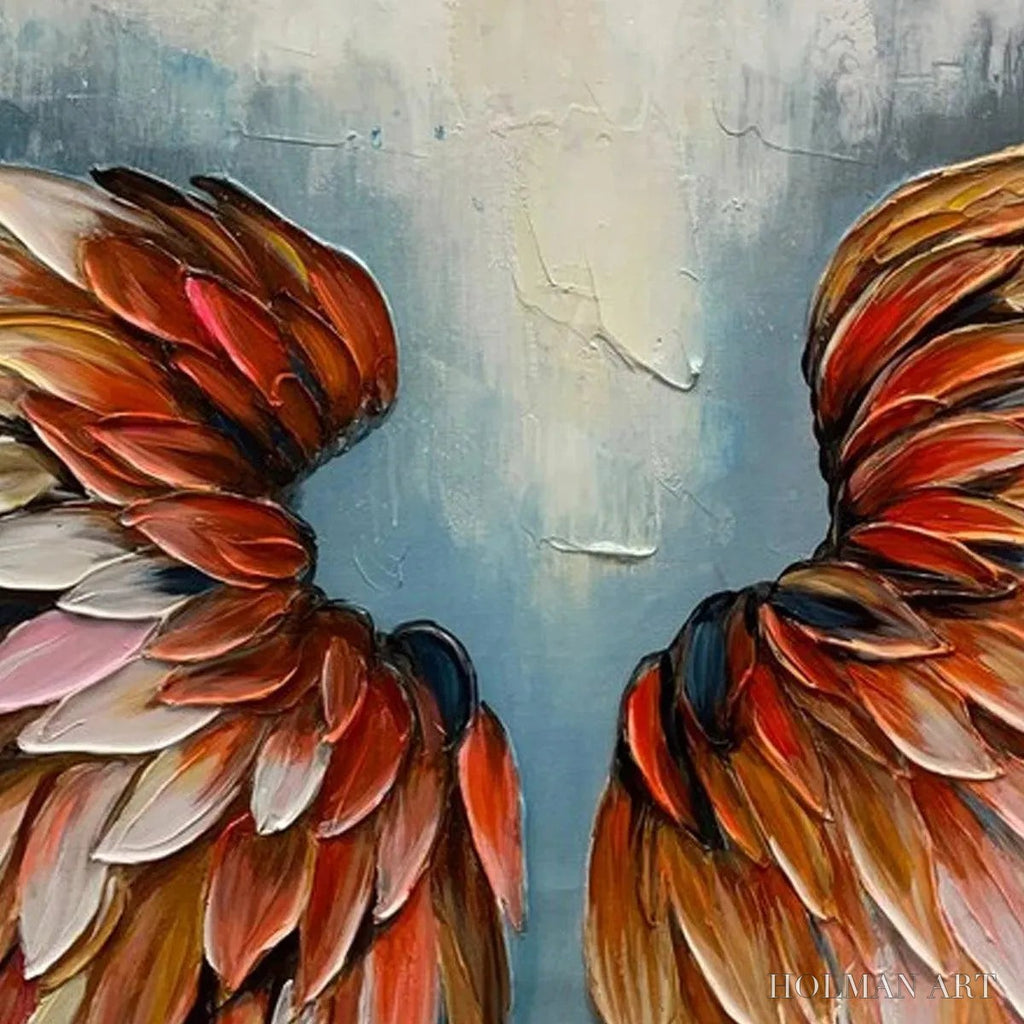 HOLMAN ART Angel Wings – Textured Impasto Angel Wings Painting in Colorful Hues - image 6