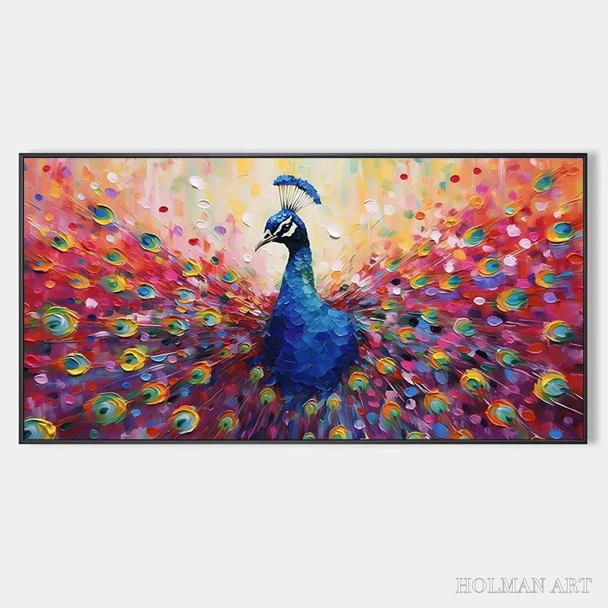 HOLMAN ART Majestic Peacock – Vibrant Peacock Painting on Canvas - image 1