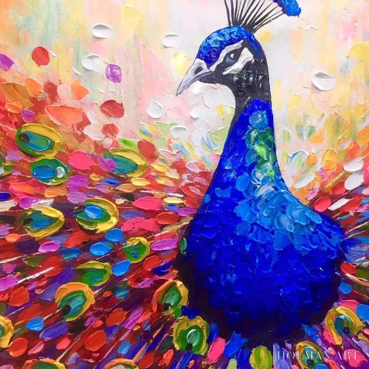 HOLMAN ART Majestic Peacock – Vibrant Peacock Painting on Canvas - image 3