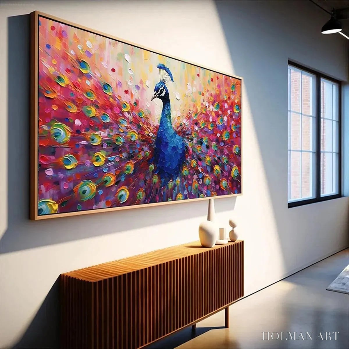 HOLMAN ART Majestic Peacock – Vibrant Peacock Painting on Canvas - image 4