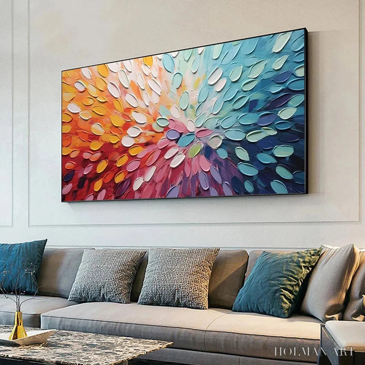 HOLMAN ART Rainbow Burst – Textured Abstract Painting in Rainbow Colors - image 4