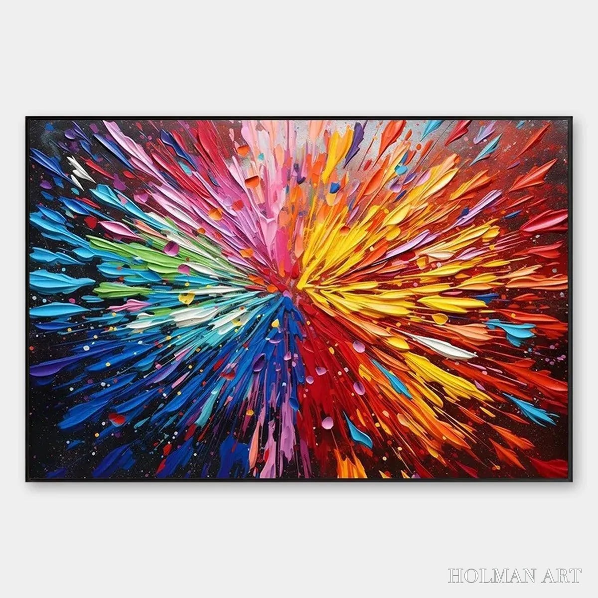 HOLMAN ART Color Explosion – Textured Impasto Abstract Painting in Rainbow Colors - image 1