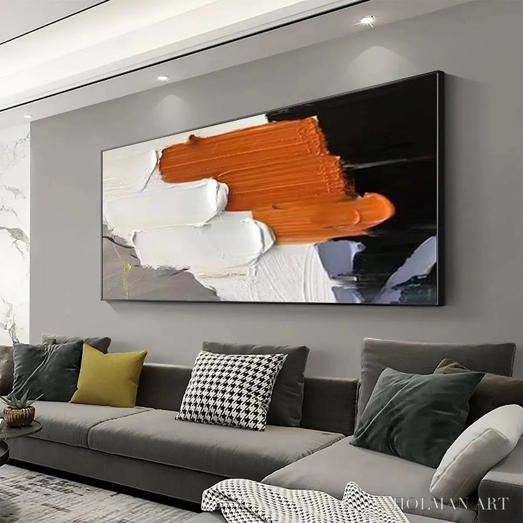HOLMAN ART Orange Burst – Textured Abstract Painting in Orange, White, and Black - image 4