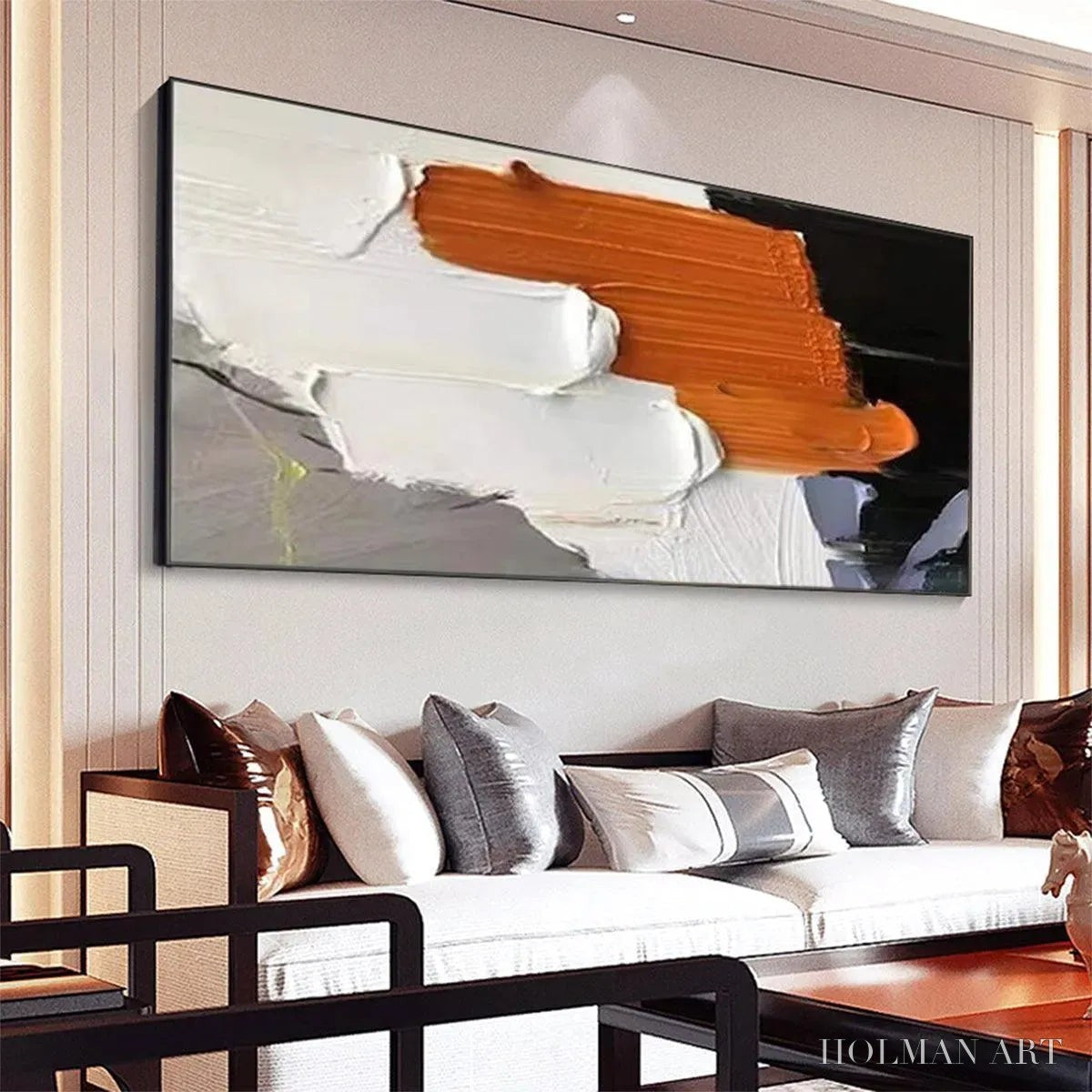 HOLMAN ART Orange Burst – Textured Abstract Painting in Orange, White, and Black - image 5