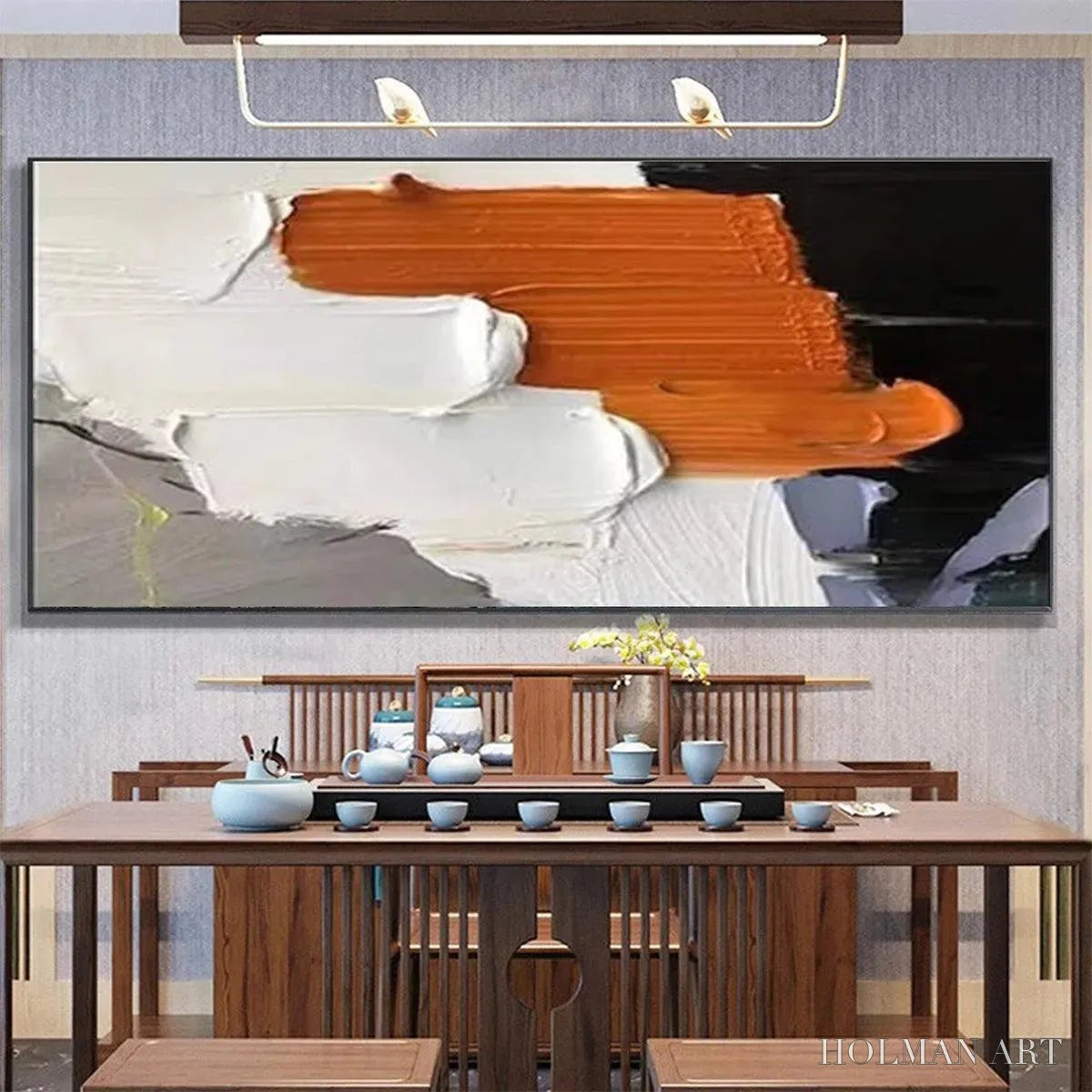 HOLMAN ART Orange Burst – Textured Abstract Painting in Orange, White, and Black - image 6