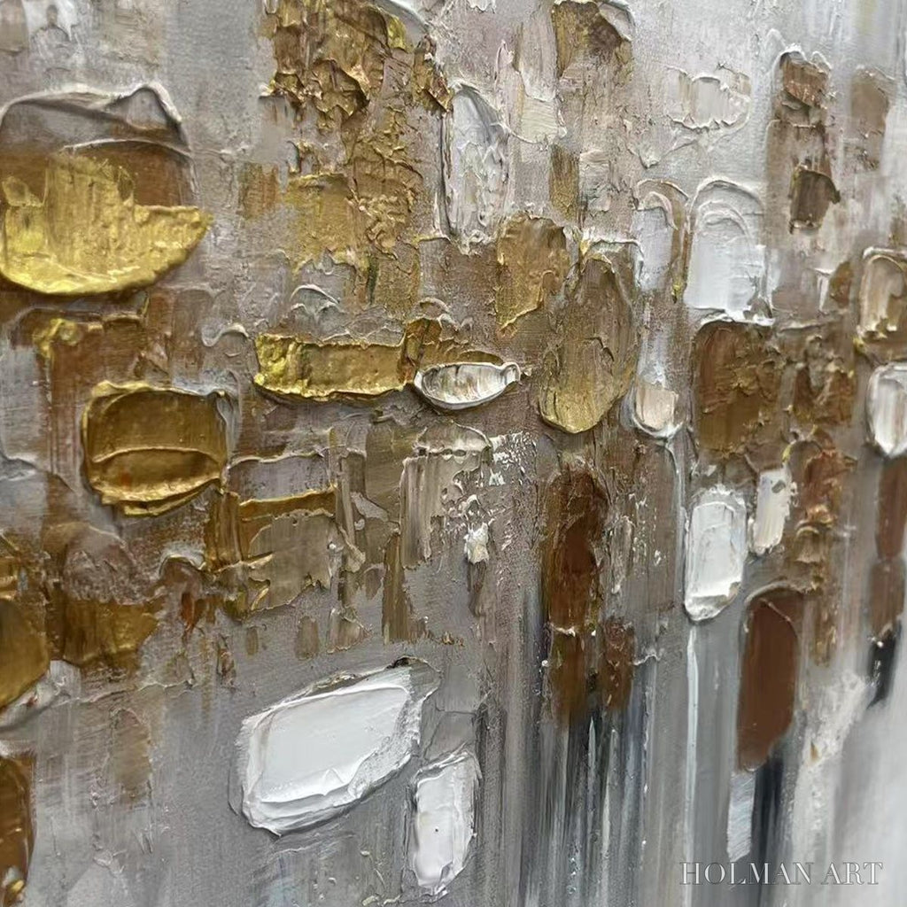 HOLMAN ART Golden Abstract – Textured Gold and White Abstract Painting - image 3