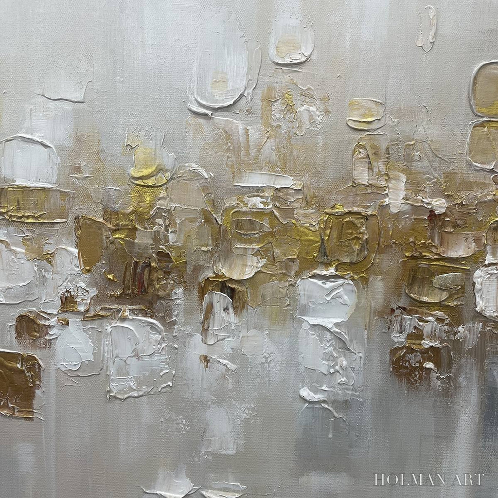 HOLMAN ART Golden Abstract – Textured Gold and White Abstract Painting - image 5