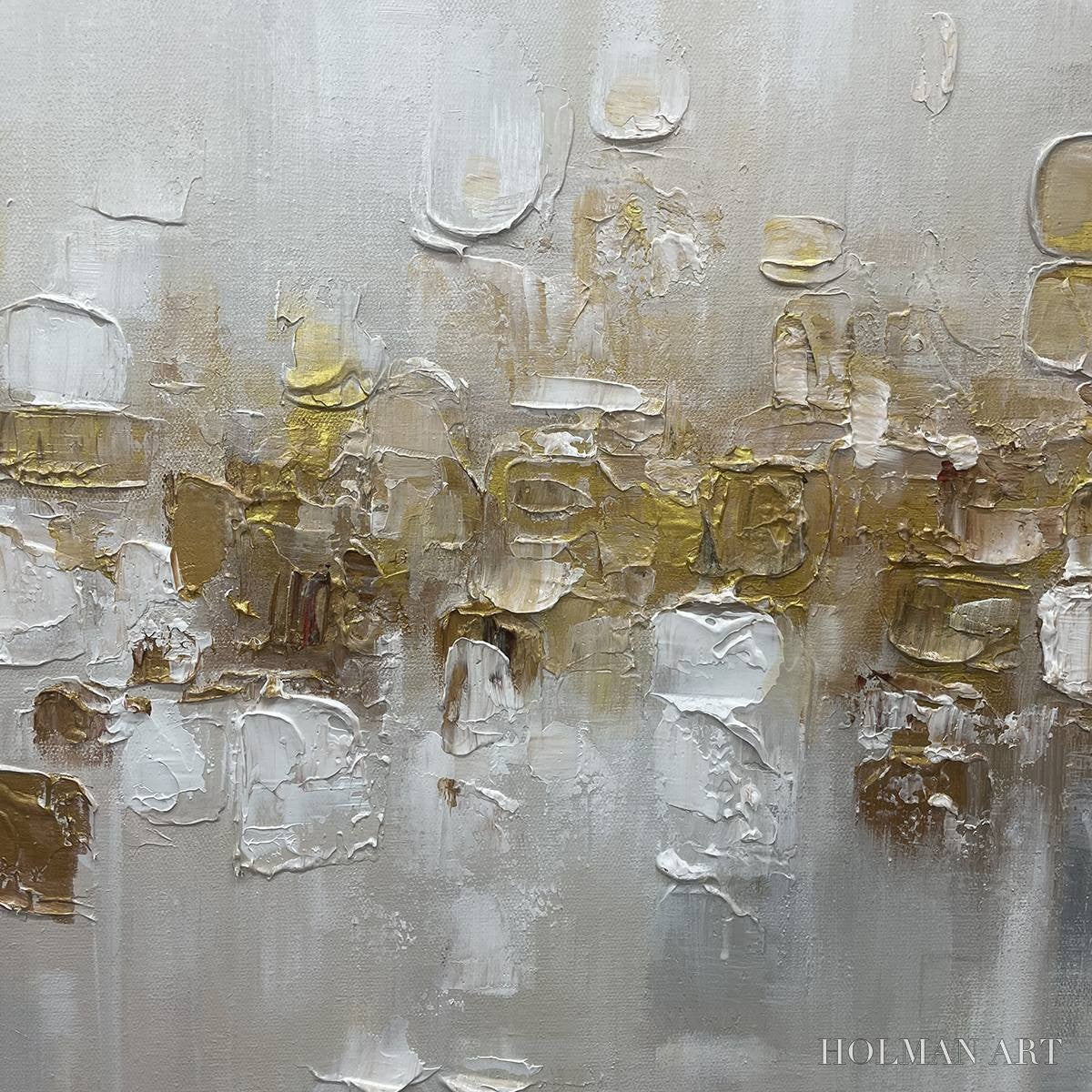 HOLMAN ART Golden Abstract – Textured Gold and White Abstract Painting - image 5