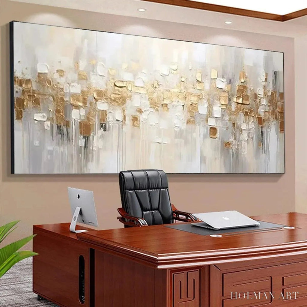 HOLMAN ART Golden Abstract – Textured Gold and White Abstract Painting - image 6