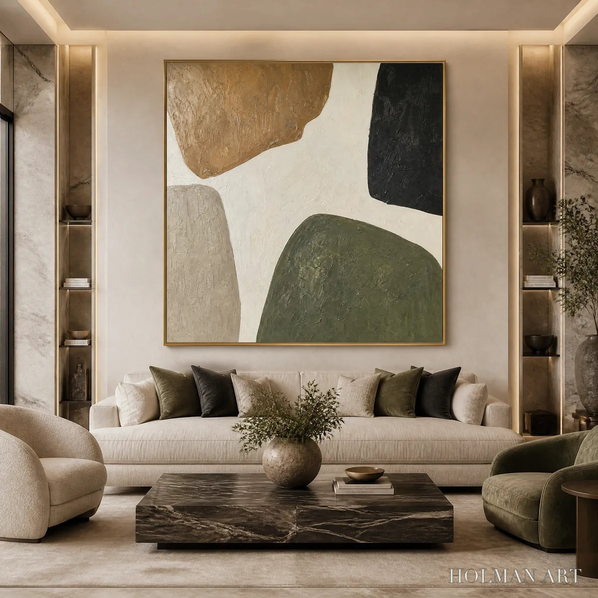 HOLMAN ART Earthbound Forms – Organic Neutral Shape Abstract - image 2