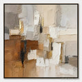 HOLMAN ART Soft Cubes – Neutral Cubist Abstract Oil Painting - image 1